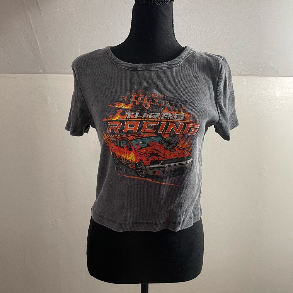 Grey social culture crop top. Size large
